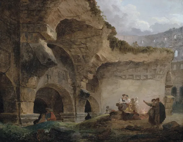 Washerwomen in the Ruins of the Colosseum av Hubert Robert