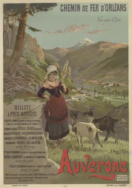 Chemins de Fer d’Orléans. Vic-sur-Cère. Auvergne. Billets à prix réduits av Frederic Hugo d’Alési