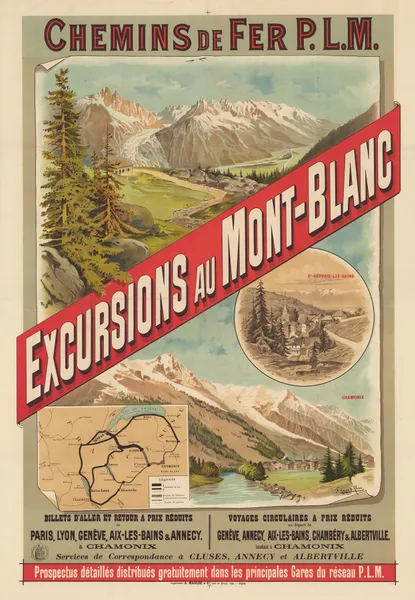Chemins de fer P.L.M. Excursions au Mont-Blanc av Frederic Hugo d’Alési