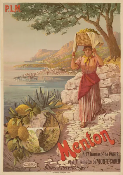 P.L.M. Paris-Lyon-Méditerrannée Menton à 17 heures 1,2 de Paris et à 11 minutes de Monte-Carlo av Frederic Hugo d’Alési