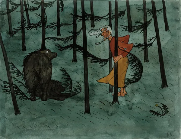 Fear In The Woods av Hugo Simberg