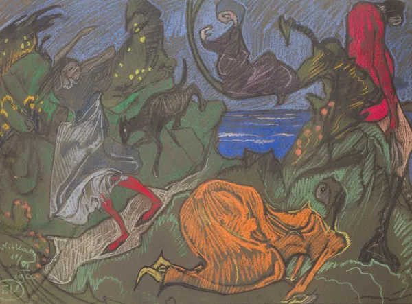 Composition with figures running around av Stanisław Ignacy Witkiewicz