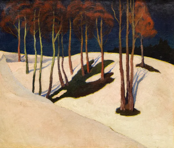 Landscape with red trees av Stanisław Ignacy Witkiewicz