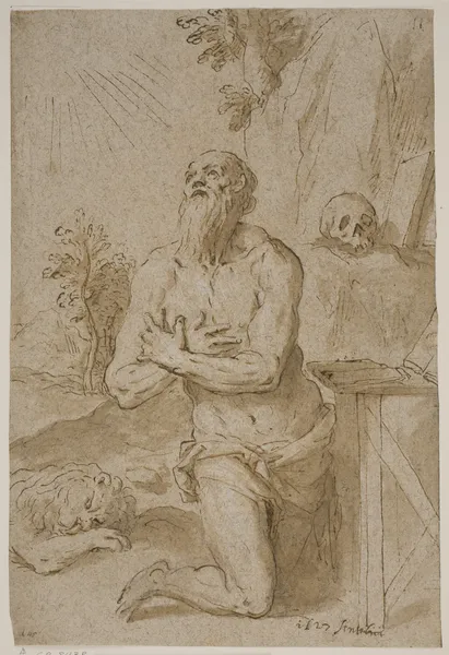 Den hellige Hieronymus i ørkenen av Jacopo Palma il Giovane