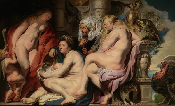 The Daughters of Cecrops Finding the Child Erichthonius av Jacob Jordaens