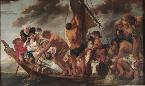 The Tribute Money. Peter Finding the Silver Coin in the Mouth of the Fish. Also called ‘The Ferry Boat to Antwerp’ av Jacob Jordaens