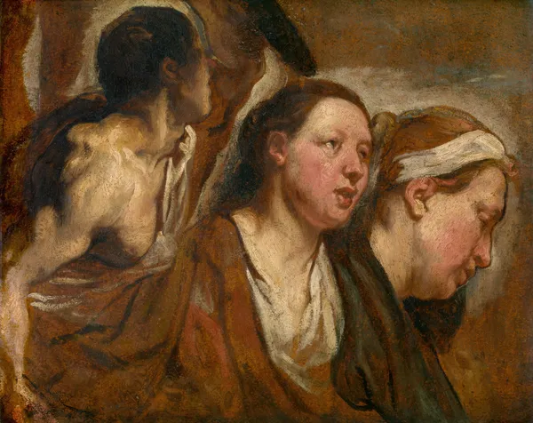 Two Female Heads and Torso of a Warrior av Jacob Jordaens