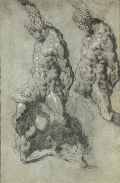 Two Studies of Samson Slaying the Philistines av Jacopo Tintoretto