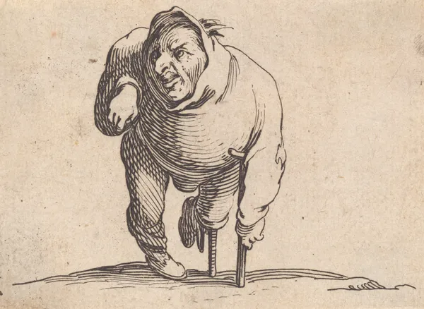 L’estropié a la béquille et a la jambe de bois av Jacques Callot