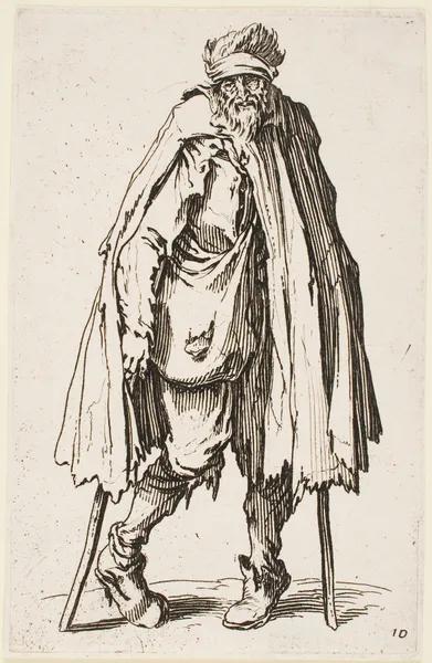 The Beggar on Crutches Carrying a Sack av Jacques Callot