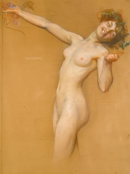 Bacchante, study for the vintage morn av Herbert James Draper