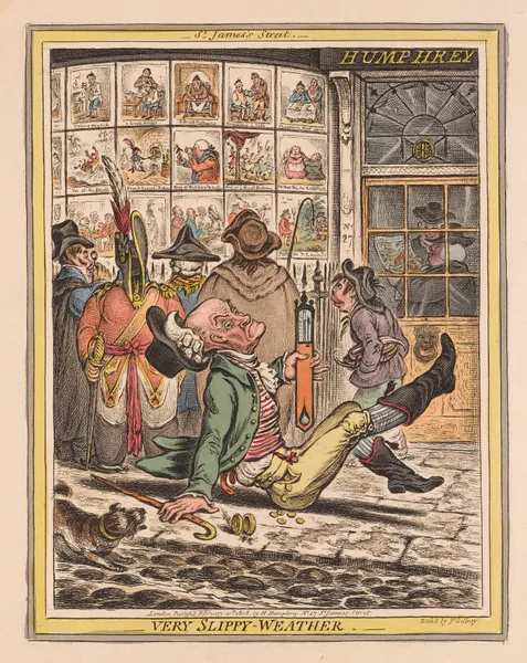 Very slippy weather av James Gillray