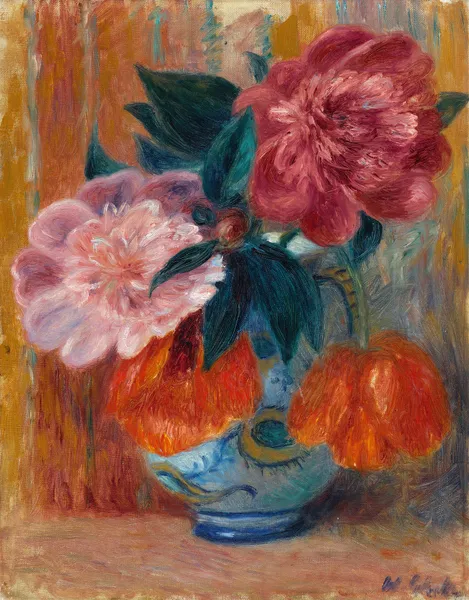Tulips and Peonies in Pitcher av William James Glackens