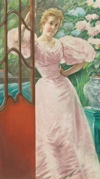 Portrait Of A Young Woman In A Conservatory av James Tissot