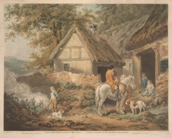 A Boy Employed in Burning Weeds av James Ward