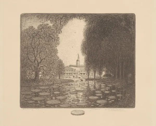 Gezicht op het paleis Buitenzorg te Bogor av Wijnand Otto Jan Nieuwenkamp