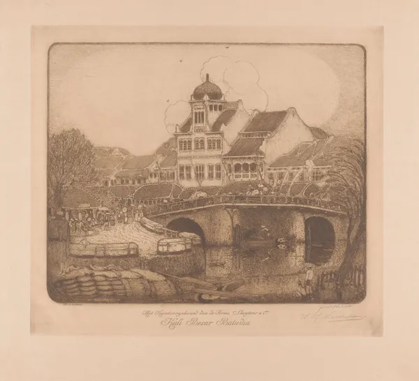 Het kantoorgebouw van de Firma Sluyters & Co. Kali Besar Batavia av Wijnand Otto Jan Nieuwenkamp
