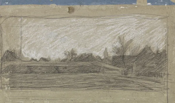 Gezicht op een dorp av Jan Veth