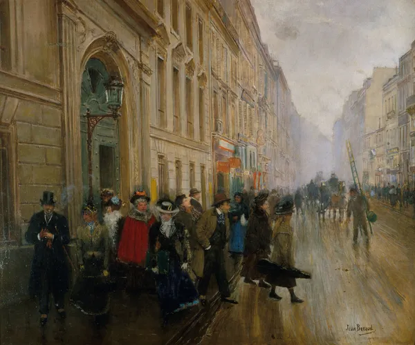 La sortie du conservatoire de musique av Jean Béraud