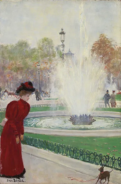 Parisienne au rond-point des Champs-Élysées av Jean Béraud