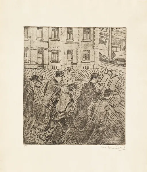 Arbeiders op straat av Jean Brusselmans