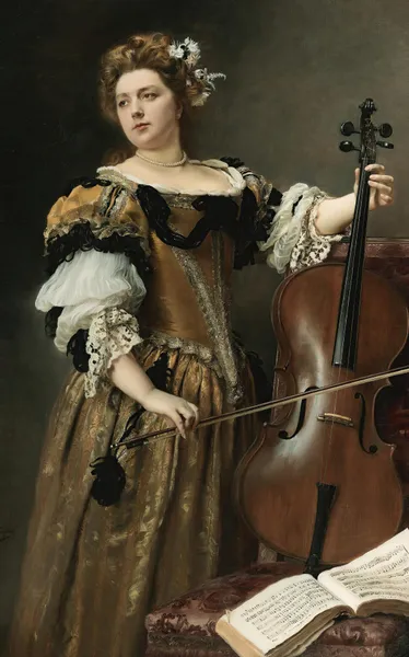 The Cello Player av Gustave Jean Jacquet