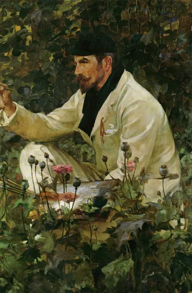 George Hitchcock working in his garden in Egmond av James Jebusa Shannon