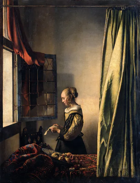 Girl Reading A Letter By An Open Window av Johannes Vermeer