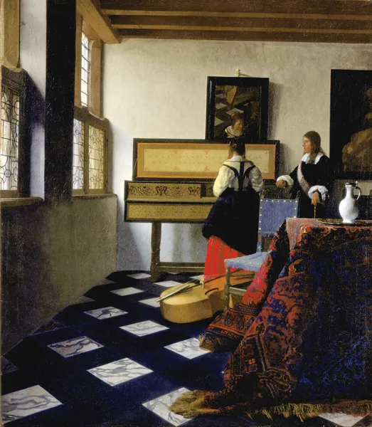 Lady At The Virginal With A Gentleman, ‘the Music Lesson’ av Johannes Vermeer