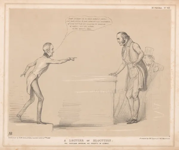 A lecture on elocution. The professor enforcing his precepts by example av John Doyle