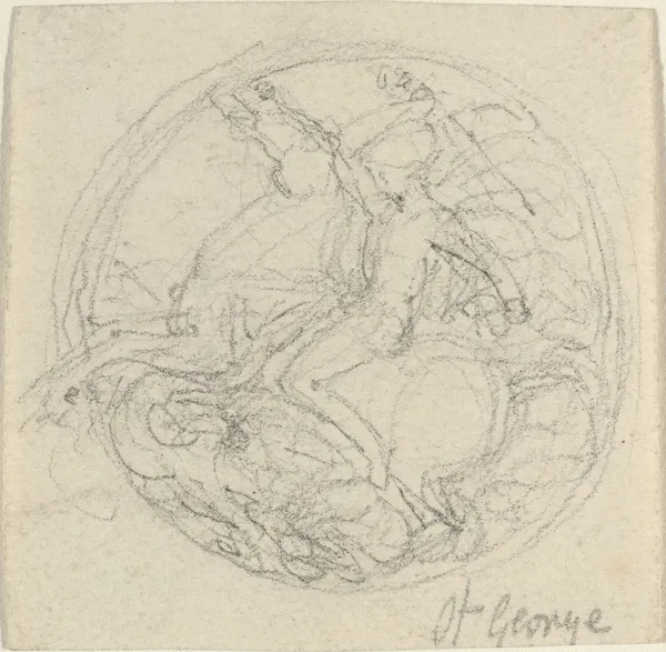 Design for a Medal Representing Saint George and the Dragon av John Flaxman