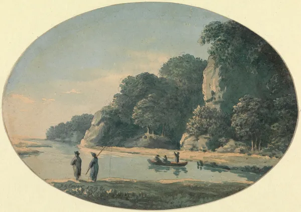 River with Fishermen av John Glover