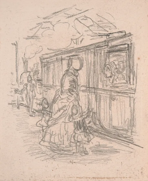 Boarding a Train av John Leech