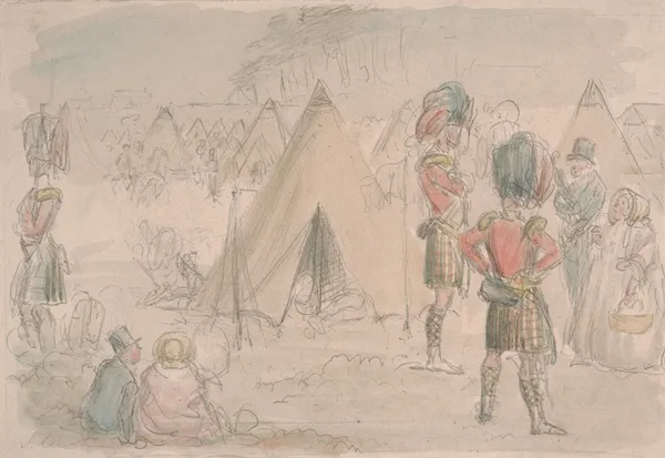 Highland Regiment in Camp av John Leech