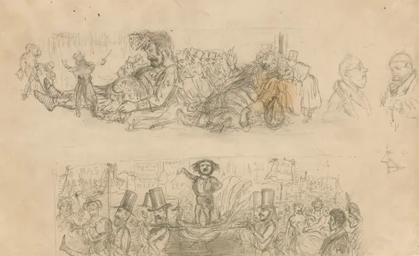 Sketches of Gog and Magog Julian in Punch’s theatrical portraits av John Leech