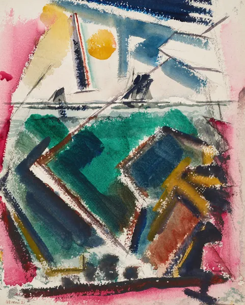 Boat with Sun, Deer Isle, Maine av John Marin