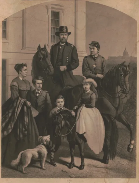 General Grant & his family av John Sartain