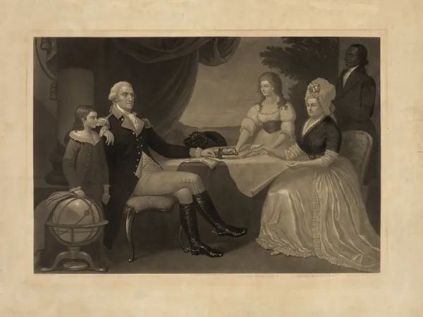 George Washington Parke Custis, George Washington, Eleanor Parke Custis, Martha Washington, William Lee (19th century) av John Sartain