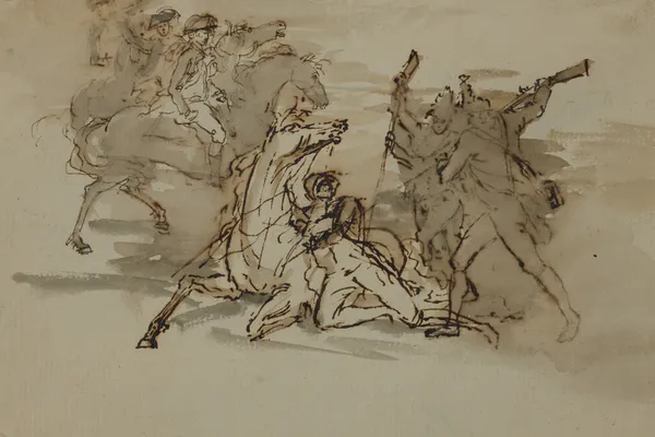 Death of General Mercer [Sketch for The Battle of Princeton] av John Trumbull