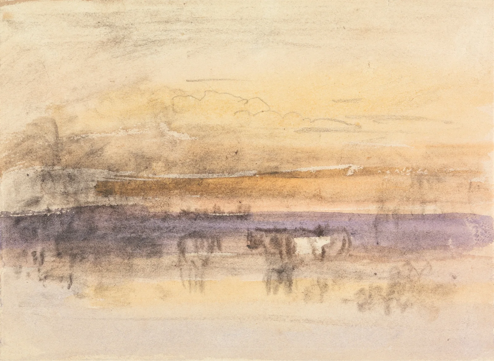 Cattle Watering at Sunset av John Varley