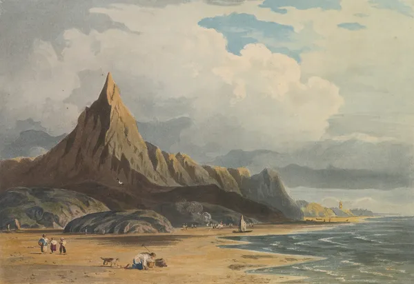 Figures On The Beach At Barmouth, North Wales av John Varley