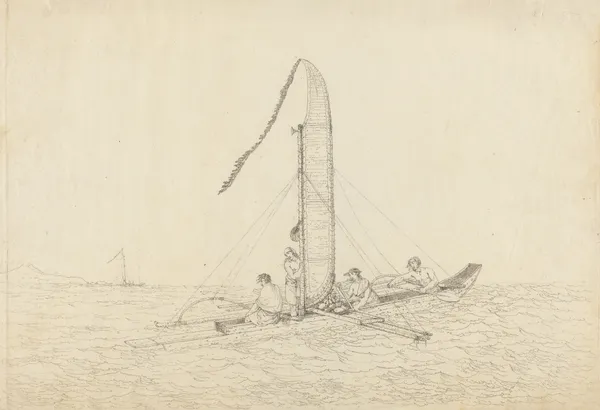 A Sailing Canoe of Otaheite av John Webber