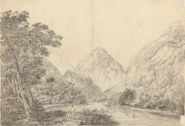 View in Oheitepeha Bay, Otaheite av John Webber