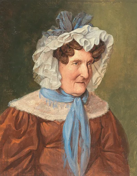 Dame with Lace Bonnet (Portrait of Frau Drexler) av Josef Danhauser
