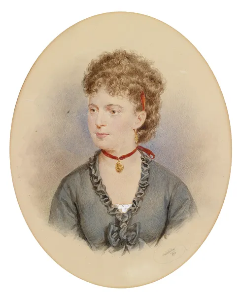 Bildnis einer jungen Frau (Tochter Nestroy) av Josef Kriehuber