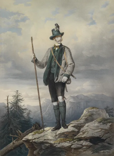 Kaiser Franz Joseph I im Ischler Jagdkostüm (c1855) av Josef Kriehuber