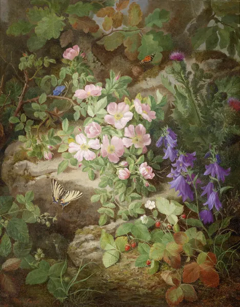 Großes Stillleben mit Alpenblumen av Josef Lauer