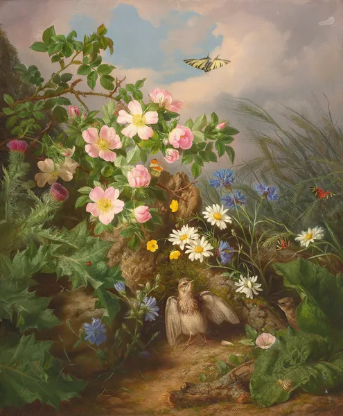 Still life with bird av Josef Lauer