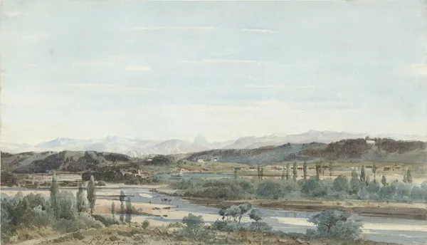 Landscape with a River Valley in the South of France av Henri-Joseph Harpignies