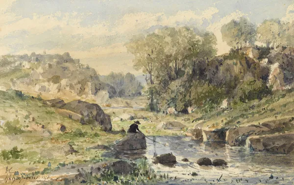 Le pêcheur av Henri-Joseph Harpignies